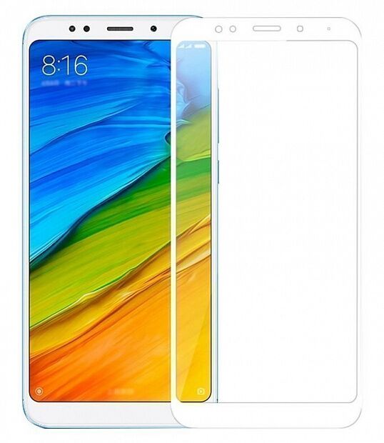 Защитное стекло с рамками для Xiaomi Redmi 5 (White/Белый) 